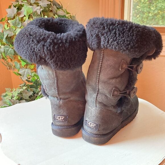 Ugg Bailey Triplet Button Tall Black Wash Black Snow Boots # 1874 Women’s Size 8 - Picture 7 of 16